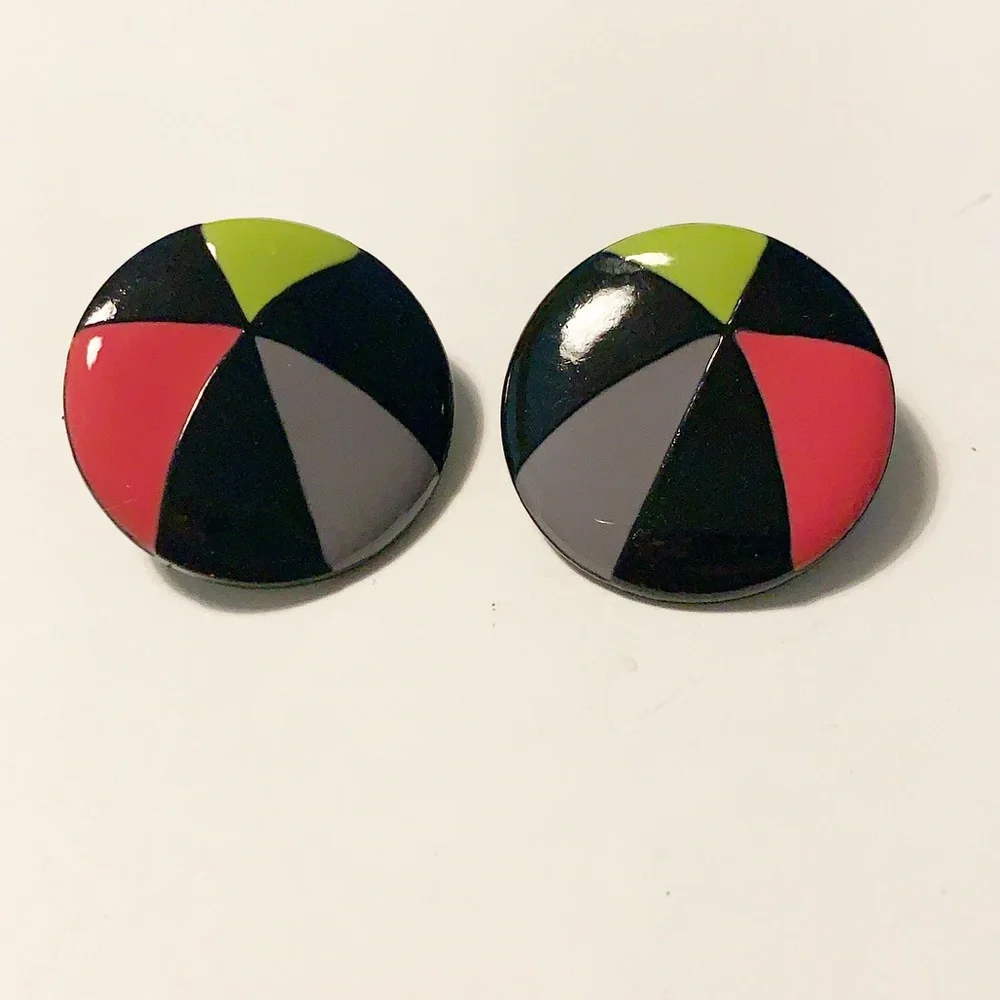 Vintage 80’s painted beach ball earrings